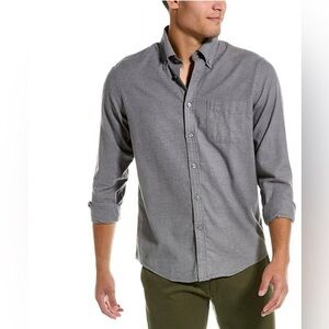 Brooks Brothers Regent Fit Gray Flannel Button Down Collar Shirt, Size Medium